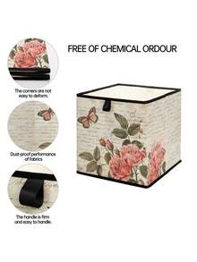 1pc Butterfly Floral Print Open Storage Box, Stackable Organizer Drawers, Durable Multi-Purpose Space-Saving Design For Home, Dorm, Household Organization, Under Bed Storage - Multicolor - View 4