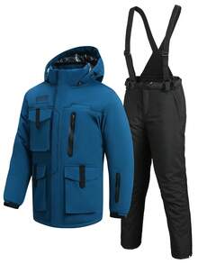 2 Pieces Set Boyfriend Style Men's Sports & Outdoor Suit, Boyfriend Style Men's Sportswear & Recreation Wear, Boyfriend Style Men's Ski Suit Top And Bottom, HX395-1 Ski Outfits Winter - Blue - View 10