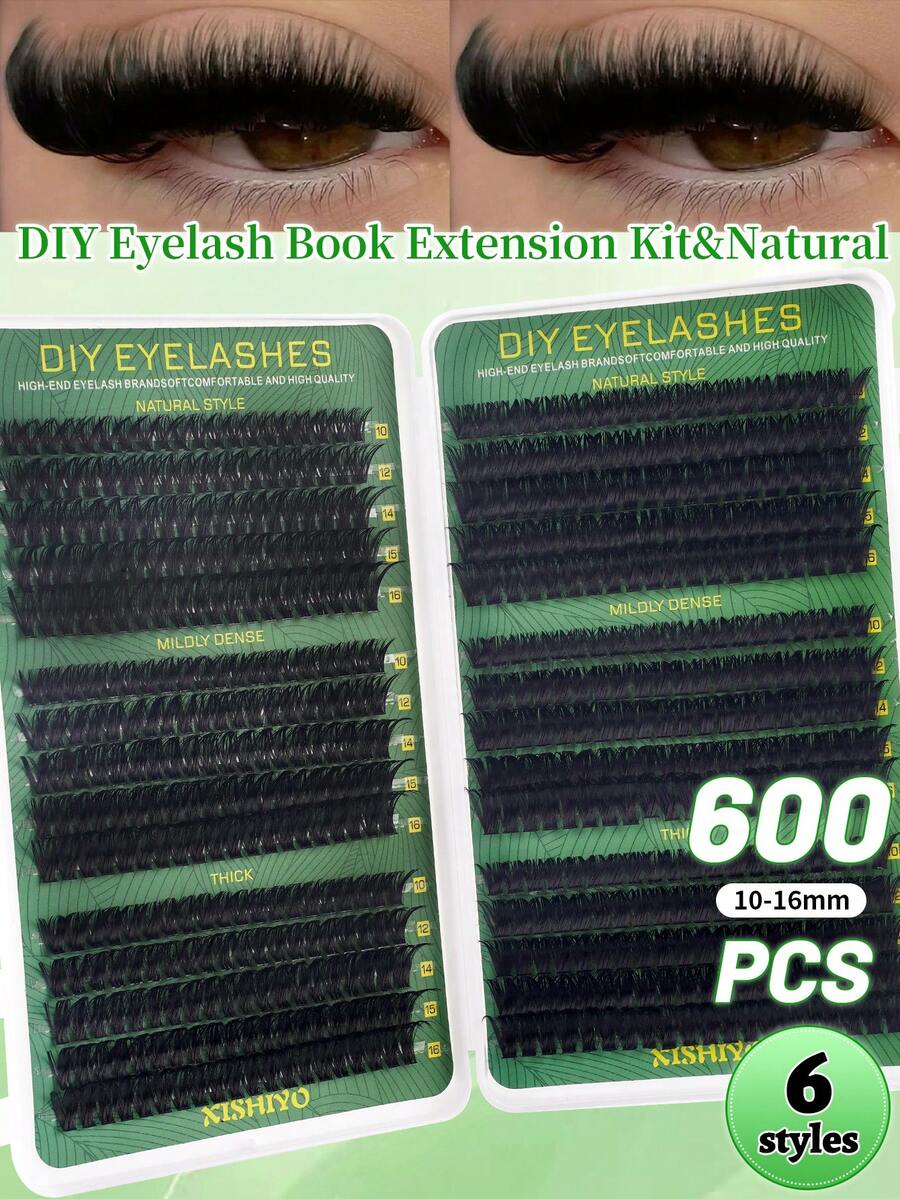 600/570/300/290/270pcs DD Curl Individual False Eyelashes, High Volume Lash Book, Beginner-Friendly, Soft & Fluffy, Creates Natural Look, Easy DIY Segmented False Lashes At Home, Long-Lasting & Dense, Convenient Lash Book For Carrying, Can DIY Fox Eyes/Cat Eyes/Stage Makeup, Easy To Use, Suitable For Daily, Wedding, Party, Outdoor, Travel, Carnival, Music Festival And Other Occasions - DD - 查看 1