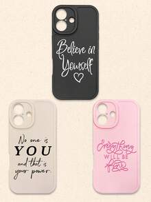 3件套多色字母印花手机壳，带摄像头保护，兼容和Galaxy智能手机 - 彩色 - 查看 45