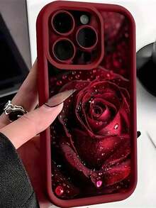 1pc Fashionable & Elegant Gradient Watercolor Romantic Raindrop Rose Flower Sky Eye Staircase Soft Phone Case, Compatible With IPhone 16/16 Pro Max, Infinix Smart 7, Spark Go 2024, Infinix Hot 40/40 PRO/SPARK 20 PRO, Galaxy S25 Ultra - màu đen - Xem 6