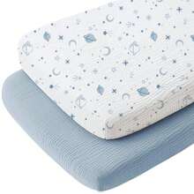 2pcs Baby Crib Sheets, Unisex, Soft & Comfortable, Suitable For Baby Crib, Moses Basket, Oval/Rectangular Pad/Mattress, Ideal Gift For Expectant Mothers