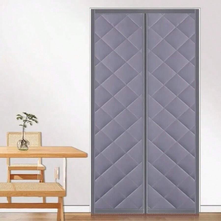 1 Winter Windproof And Warm Door Curtain, Bedroom Door Curtain, Magnetic Household Door Curtain, Punch-Free Encryption Warm Door Curtain, Thickened Household Air Conditioning Insulation Windproof Magnetic Cold Partition Curtain - 灰色 - 查看 1