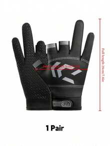 1 Pair 3-Finger Fishing Gloves, Waterproof Saltwater/Freshwater Fishing Gear, Anti-Slip Breathable Leather Fingerless Gloves For Fishing, Cycling, Sports, Suitable For Summer