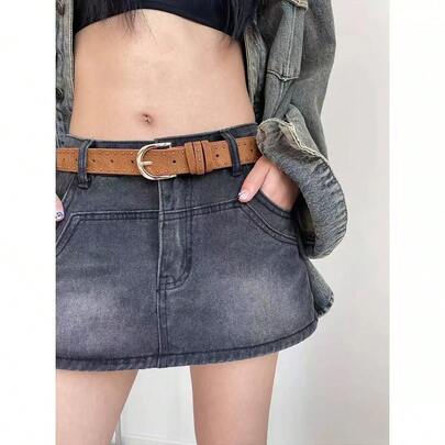 1 حزام من الجلد المدبوغ، لون الجمل/القهوة/الأسود من البولي يوريثان مزين بالزنابير، مناسب للمراهقات مع الجينز والبناطيل الكاجوال