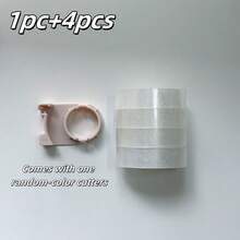 1 Set Transparent Tape Cutter, Transparent Tape Refill, Office Tape Dispenser, Each Roll Width 1.2cm (Approx. 0.47 Inches) Length 25m (Approx. 984 Inches), Suitable For Home, School, Winter, New Year, Holidays, Arts & Crafts, Gift Wrapping, Back To School Essentials - Multicolor - View 8