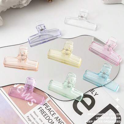 1/3/6/12/24pcs Large Transparent Bull Clip, 75mm Multicolor Plastic File Folder Clips, Multipurpose Chip Clips, Transparent Bull Dog Paper Clips, Suitable For Posters, Photos, Letters, Food Bags, Pictures, Home Office Use, Back To School Gift