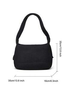 1pc Fashion Nylon Shoulder Bag For Women, Large Capacity Solid Color Crossbody With Fixed Straps, Foldable Design, Zipper Closure, Polyester Lined, Thickened Casual Tote