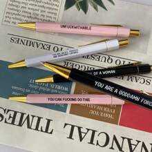 5pcs/Set Funny Cute Kawaii Cartoon Praise Neutral Pen Ballpoint Pen Black Ink Student Pen Ballpoint Pen Gift Stationery Office Supplies Gift For Colleagues, Friends