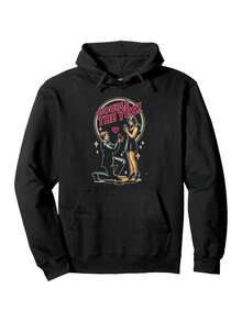 Sudadera con capucha de patrón de propuesta negra para hombres - Suave y transpirable, con texto de boda, ropa de aniversario de estilo urbano para todas las estaciones, uso diario casual - Regalo para parejas, diseño cómodo y duradero - Negro - Ver 7