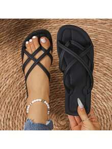 New Women's Summer Flip Flops, Super Comfortable, Easy To Carry, Suitable For Vacationing At The Beach, Walking, And At Home - 黑色 - 查看 11