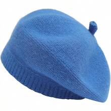 French Beret Hat Fashion Print Lightweight Winter Warm Hat Women - Style - Solid Royal Blue - View 12