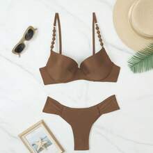 RWX VEST Biquíni Feminino Adulto com Bojo e Alças com Detalhes Dourados – Elegância e Conforto 2025 XX356