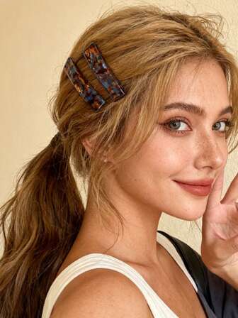 1 st. nya enkla acetat-BB-klämmor, ett par hårspännen, sidoklämmor, luggklämmor, elegant hårnål för kvinnor, hårklor, hårspännen, hårspännen