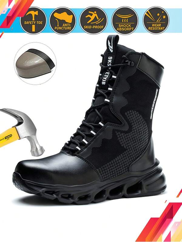 Dian Sen Men's And Women's Safety Trainer Steel Toe Boots Industrial And Construction Work Boots Summer Ready Resistant Military Design Dustproof Ankle High Safety Boots Wear Resistant For Tough Environments Perfect Gift,Men Steel Toe Trainer Sport Safety Boots,Safety Trainer Sport Work Boots,Steel Toe Trainer Sport Indestructible Shoes Anti-Puncture Anti-Smash Cushion Sole And Lightweight EVA Sole,Men Work Trainer For Hiking,Outdoor