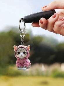 1pc/2pcs Cute Cartoon Cat Acrylic Keychain,Cute Cat Accessories,Fashion Backpack Pendant,Tote Pendant Decoration,Wallet Pendant,Pendant Keychain For Couples Bag Accessories Gift Waterproof, With Lobster Clasp, Ideal Gift For Family & Friends, Perfect For Birthdays And Special Occasions,Back To Scholl Gift - Multicolor - View 2