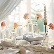 Set Of 2 Decorative Glass Vases, Small Flower Vase, Solitaire Diffuser - 無色 - 查看 4
