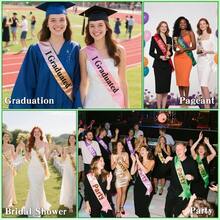 Blank Sash Satin Miss Halloween Sash Birthday Party 3 Pcs Homecoming Bachelorette Graduation Sashes For Bridal Party - màu xanh lá - Xem 6