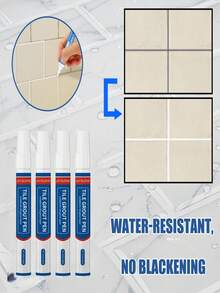 Bolígrafo para lechada de azulejos, resistente al agua y al moho, para crear un espacio doméstico ordenado y limpio. Puede proteger los espacios entre los azulejos, haciéndolos lucir como nuevos. Puede estar expuesto al agua durante hasta 60 minutos, proporcionando protección resistente al agua, a las manchas y sin decoloración. El uso es sencillo: limpie y seque la superficie base, dibuje a lo largo de los espacios antes de que se seque la tinta, no lo moje y déjelo secar durante aproximadamente 1 hora. Puede garantizar resultados duraderos. - Paquete de 3 - Ver 1