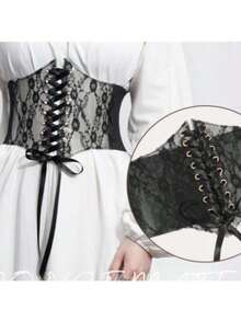 1件装女士时尚透明蕾丝腰带，弹性束腰带，适合日常搭配和通勤，适合腰围27.6英寸-37.4英寸。 - 彩色 - 查看 6