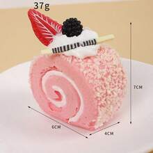 1pc Realistic Simulation Cake Dessert Squeeze Toy, Mixed Fake Cake Food Model, Home Decor Handmade Photography Prop, Fake Swiss Roll, Kitchen Home Decoration Display - Pink - View 7