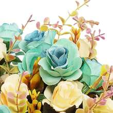1/3/80 Stück künstliche Seide Rose & Eukalyptus Blumenstrauß, Valentinstag Geschenk, Hochzeitsdekoration DIY Kranz Material, Brautstrauß Accessoire, Hochzeitsauto Dekoration, Bogen Dekoration, Zuhause, Restaurant, Schlafzimmer, Vase Dekoration, Geburtstags Party Dekoration, Neujahrs Geschenk - Blau - Übersicht 7