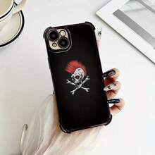 Funda de Teléfono de Vidrio Templado con Diseño de Calavera y Huesos Cruzados Estilo Punk, Compatible con for  17/17 Air / 17 Pro / para for  16, 16 Pro, 16 Plus, 16 Pro Max, 15, 15 Pro, 15 Max, 14, 14 Pro, 14 Plus, 14 Max Pro Mini, 13, 13 Pro Max Mini, 12, 11X. Diseño Innovador, Estilo Minimalista, Adecuada para Parejas de Negocios, Moderna y Genial, Funda Protectora de Moda, un Regalo Lindo, Cubierta de Teléfono, Fundas de Teléfono, Estética de Teléfono, Cubierta - Negro - Ver 8
