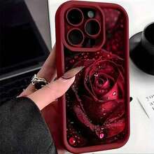 1pc Fashionable & Elegant Gradient Watercolor Romantic Raindrop Rose Flower Sky Eye Staircase Soft Phone Case, Compatible With IPhone 16/16 Pro Max, Infinix Smart 7, Spark Go 2024, Infinix Hot 40/40 PRO/SPARK 20 PRO, Galaxy S25 Ultra - màu đen - Xem 7