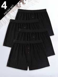 4条/套 Norcotton 男士宽松平角内裤 - 黑色 - 查看 11