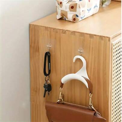 3 móc treo túi nhựa trắng và ví - Bộ sắp xếp tủ quần áo tiết kiệm không gian cho ví, ba lô và quần áo, có móc cong trơn, bộ sắp xếp móc treo túi, móc ví, bộ sắp xếp túi xách, móc ví gấp gọn, kẹp túi