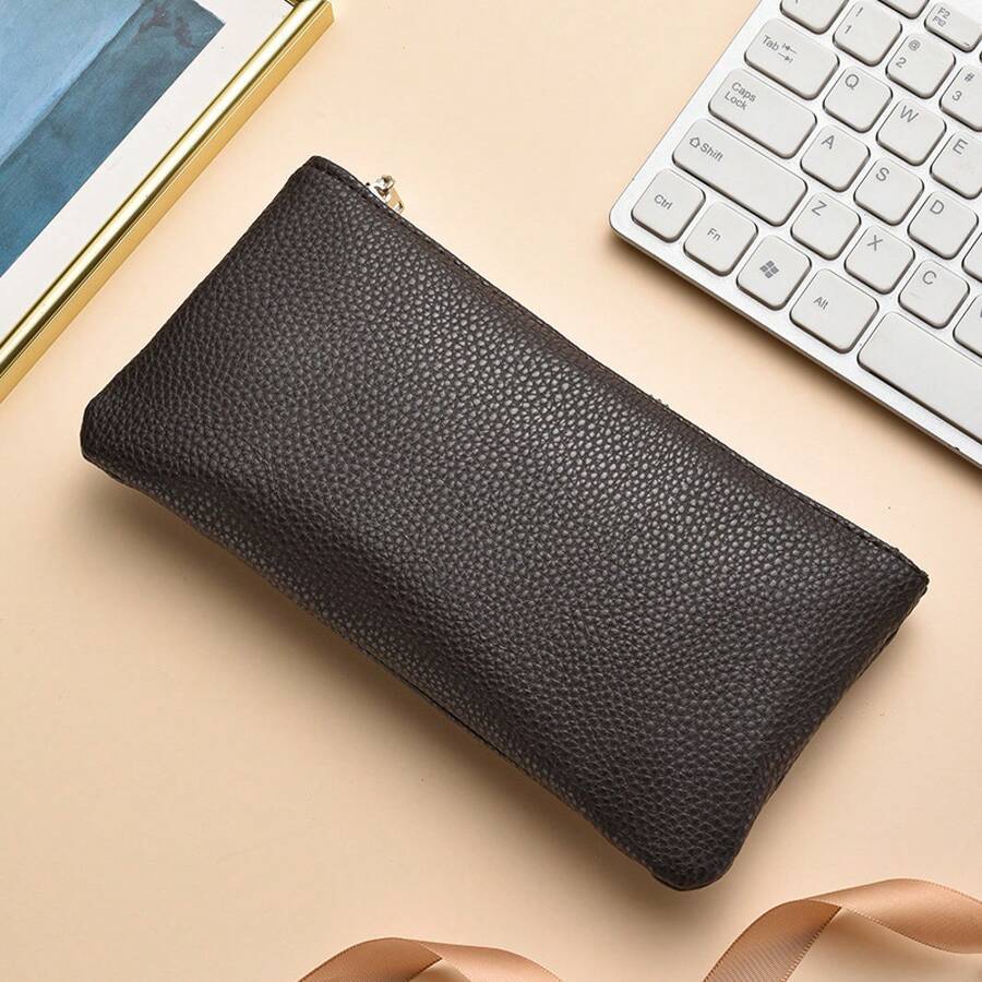 Neue einfache lange Lederbrieftasche mit Reißverschluss für Männer und Frauen, modische Kapazitätstasche, multifunktionaler lässiger Kartenhalter