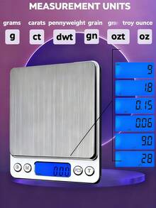 3000g/0.1g High Precision Multi-Function Compact Stainless Steel Digital Scale. This Mini Electronic Scale Features A Backlit LCD Display, Providing Professional Jewelry, Leather, And Computer Scale Functions, Suitable For Weighing Jewelry, Precious Metals, Gemstones, Powders, And Other Small Items. Batteries Not Included. [Special Offer] - Multicolor - View 6