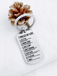 刻有“人生七法则”的不锈钢钥匙扣，励志钥匙圈，自我提升和每日提醒的贴心礼物 - 彩色 - 查看 4