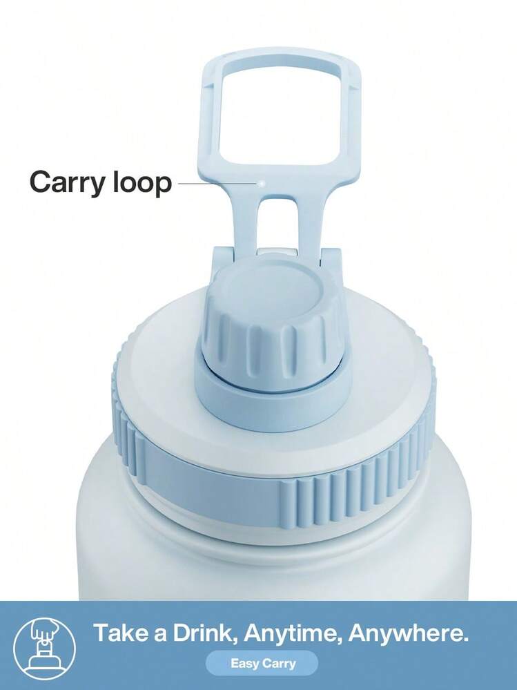 18/26/40oz Stainless Steel Insulated Sports Water Bottle With Straw Lid And Handle, Wide Mouth Double Wall Leak-Proof Bottle, 24hr Cold 12hr Hot - 40oz Light Blue - View 4