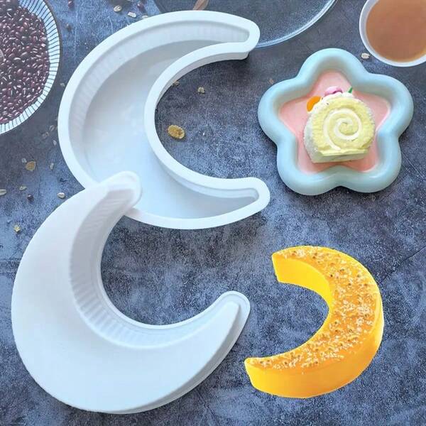 [Popular Choice] 1/2pcs Silicone Crescent Moon Shaped Cake Mold, Single Hole Design For Easy Release, Non-Stick Kitchen Baking Tool For Thanksgiving Desserts, Food Utensil