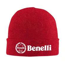 Benelli Motorcycle Knit Beanie - Warm Acrylic Hat Women & Men, Vintage Motorbike Design, Autumn & Winter Headwear, Casual Style, Winter Headgear| Vintage Motorcycle Design| Knit Construction, Motorcycle Gear - 紅色 - 查看 5