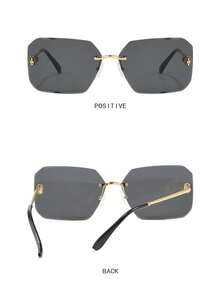 1pc Fashionable Square Frameless Retro Street Style Women Glasses, Suitable For Autumn And Winter Women's Family Outings, Travels, Beaches, Music Festivals, And Daily Clothing Accessories - Dark Grey - View 5