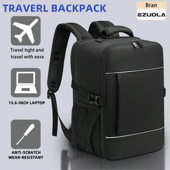  EZUOLA 40x20x25 Aircraft Hand Luggage Backpack, Suitable For Men And Women, 15.6 Inch Laptop Bag For School, Hiking, Work, With Reflective Strip Design For Safer Night Walking, Suitable As Gift For Easter, Father's Day, Mother's Day, Beach, Wedding, Graduation, Available In Black And Blue School Accessories School Stuff