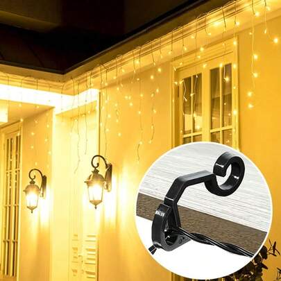 100 pezzi Clip professionali per luci, ganci per grondaie resistenti alle intemperie con scanalature di drenaggio, per installazione di luci su tetti, alberi, recinzioni, soluzioni decorative per vacanze in ogni stagione (nero)
