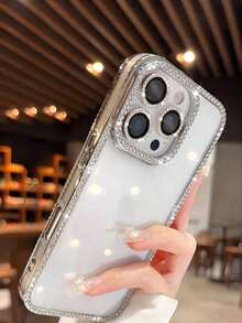 New Luxury Fashion Four-Sided Shiny Diamond Transparent Phone Case Suitable For IPhone 17/17 Pro Max/16 15 14 Plus 13 12 11 Pro Max/6D Electroplated Periphery Back Cover, Great Gift For Friends - 款式1(1件) - 查看 2