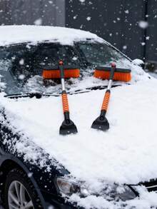 Dual Blades, Anti-Slip Grip, ABS Soft Shovel Head - Essential For Driveway & Car Winter Snow Removal - Multicolor - View 3