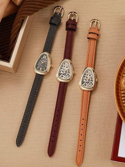 1 pieza Reloj de mujer de cuarzo con diseño de estampado de leopardo único y vintage, adecuado para combinar a diario, regalo de cumpleaños, aniversario, promoción de fin de año, Día del Soltero, promoción de Halloween, sin caja de regalo