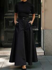 大码女式宽松休闲办公/通勤裤