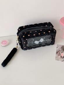 1 قطعة حقيبة قلم رصاص سعة كبيرة بتصميم عقدة الفراشة بسيط على الطراز الكوري، حقيبة تخزين قرطاسية عصرية، منظم للطلاب