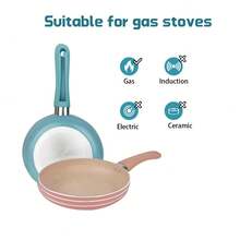 ABKOK 16厘米迷你铝制煎锅，单底设计，3种颜色可选，小火加热更均匀 - 16cm - 查看 3