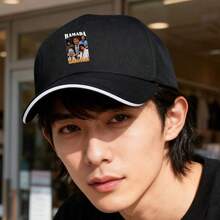 A black baseball cap with the design of "HAMADA MASAROSHI", a cap full of fashion sense low cap snapback duck cap baseball cap sports retro small head around graphic print unisex Baseball cap visual fashionable large head around ball cap breathable snapback cap Duckville cap low cap - ブラック - チェックする 3
