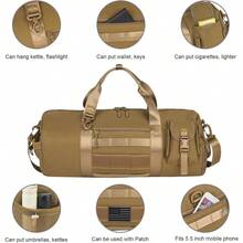 Small Tactical Duffle Bag Men Gym Pack Military Molle Shoulder Bags Shoes Storage Sports Handbag With Patch - CoyoteBrown - View 5