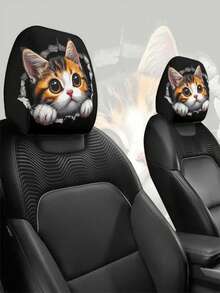 2 piezas Fundas de reposacabezas de coche con diseño de gato manchado, diseño elástico fácil de instalar - Adecuado para todos los modelos de coche, regalo ideal para conducir largos trayectos para aliviar la fatiga del cuello, regalo perfecto de Año Nuevo, fundas de reposacabezas elásticas, decoración con estampado animal, diseño de lunares - Multicolor - Ver 11