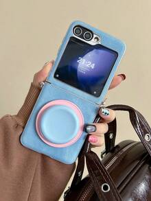 1个时尚银色边框搭扣保护轴磁吸折叠手机壳，搭配同色磁吸支架，可保护手机并防止跌落：适用于三星 Galaxy Zflip 3/Zflip 4/Zflip 5/Zflip 6/Zflip 7/ Razr 50 Ultra/ Razr 60 Ultra/ Razr 60/ Razr 50/Galaxy Z Flip7 FE - 藍色 - 查看 10