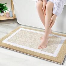 OLANLY Bathroom Rugs 30x20, Extra Soft And Absorbent Microfiber Bath Mat, Non-Slip, Machine Washable, Quick Dry Shaggy Bath Carpet, Suitable For Bathroom Floor, Tub, Shower (Medium, Light Beige){Inchcolor_nameinch:InchLightBeigeandWhiteinch,Inchsize_nameinch:Inch30\Inchx20\Inchinch} - 淺米色和白色 - 查看 1